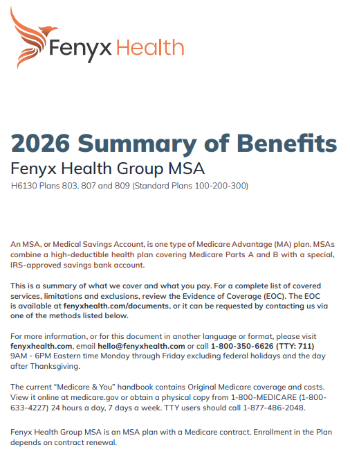 2026 Summary of Benefits MSA 100 200 300 PDF thumbnail